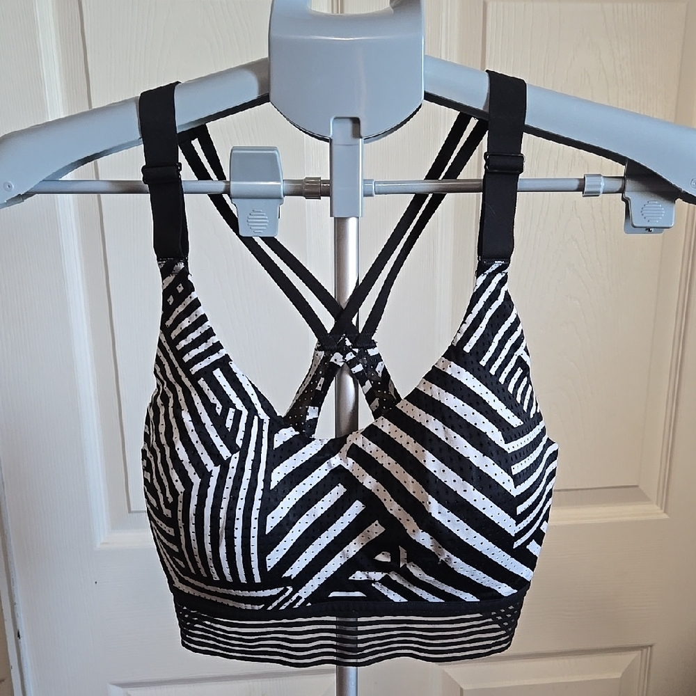 Victorias Secret Black and White Striped Women's Sports Bra
